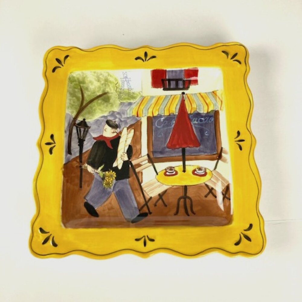 Jennifer Brinley Certified Int'l Ceramic 9x9 Square French Bistro Plate